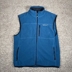 Timberland Mens Fleece Vest Blue Full Zip Pockets Outdoor Work Sz L